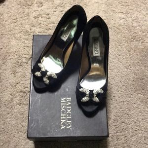 Badgley Mischka Satin Rhinestone Heels